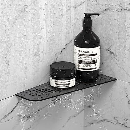 Corner Shower Shelf 12", 304 Stainless Steel Quadrilateral Shelf | Heavy Duty Recessed Bathroom Shelf, Matte Black - color: Black