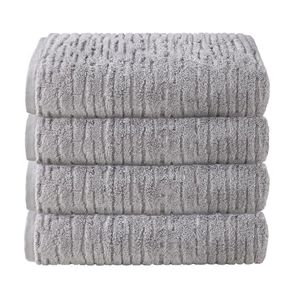 SKL Home CloudSoft Cotton Luxury 4 Pc Bath Towel Set, Gray - color: Gray, style: Bath Towels (Set of 4)