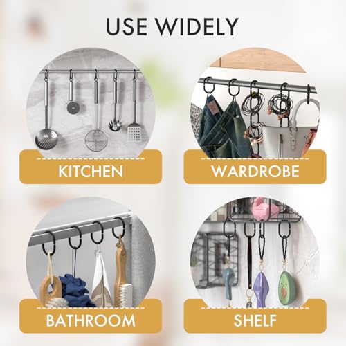 Black Shower Curtain Hooks Rings, 24 Pcs Plastic Shower Curtain Rings, Plastic Shower Curtain Hooks for Bathroom Shower Rod, Black Shower Hooks Rings Loops for Shower Curtain - color: Black