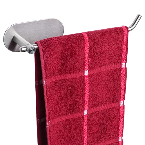 TocTen Stainless Steel Hand Towel Rod, No Drilling Stick on Wall Bar, Strong Self Adhesive Rack/Hanger for Bathroom Kitchen (Brushed Nickel) - color: Brushed Nickel, size: 1 Pack 8.35 inch