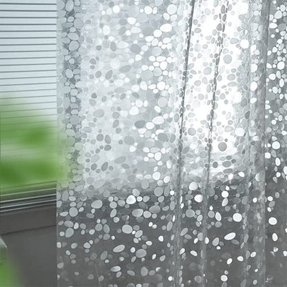 Ga-Geetopia EVA Clear Thin Shower Curtain Liner, Pebble Pattern 72x72 Inch Lightweight Plastic Bathroom Shower Showroom Inner Curtain with Rustproof Metal Grommets and Weighted Magnets(NO Hooks) - color: 3d Pebbles, size: 72"W x 72"L (Pack of 1)
