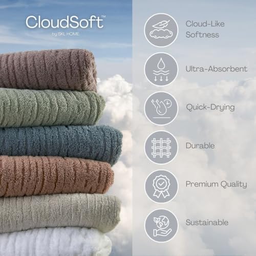 SKL Home CloudSoft Cotton Luxury 4 Pc Bath Towel Set, Sage - color: Sage, style: Bath Towels (Set of 4)