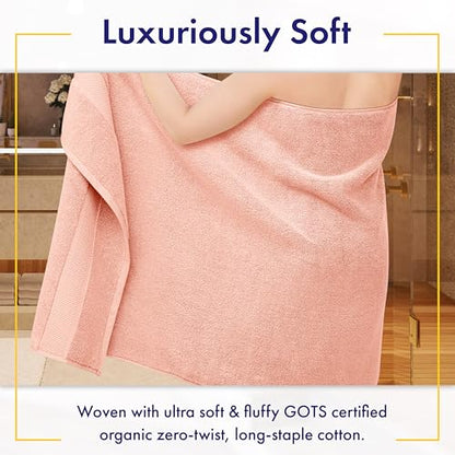 100% Organic Zero-Twist Cotton Towels - GOTS Certified Luxury Bath Towels - Ultra Soft & Plush 700GSM Long-Staple Cotton - 6 Piece Towel Set (Blush Pink) - color: Blush, size: 6pc Towel Set