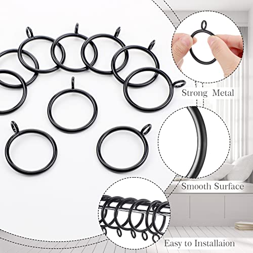 Maitys 100 Pcs Metal Curtain Rings with Eyelet 1.5-inch Inner Diameter Eyelet Curtain Rings for Drapery Clips Hooks for Sliding Window Bathroom Door Shower Rod (Black) - color: Black
