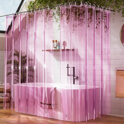 Pink Shower Curtain Liner 72x72, 2 Pack Lightweight Waterproof PEVA Plastic Transparent Shower Curtain for Bathroom with 3 Strong Magnets and 12 Rustproof Grommets - color: Clear Pink, size: 72"W x 72"L (Pack of 2)