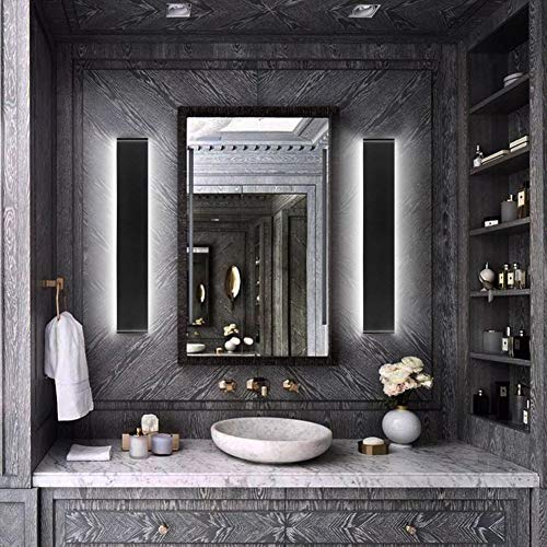Ralbay LED Modern Bathroom Vanity Light 43.3"/35W Up and Down Matte Black LED Vanity Light for Bathroom Wall Light Fixtures - color: Black-Natural White, size: 43.3 inch