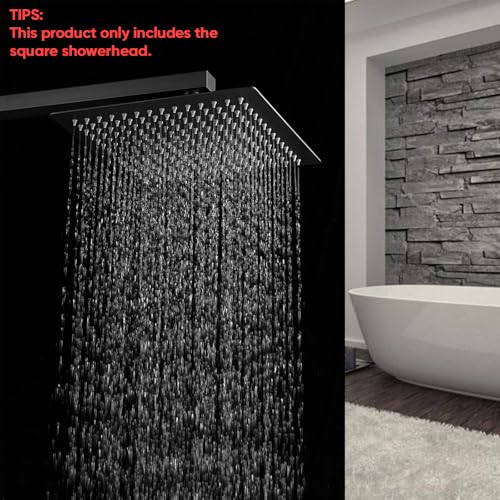 10 In Rain Shower Head High Pressure Rainfall Shower Head Matte Black | Square Rain Bathroom Showerhead, High Flow, Large Stainless Steel, Ceiling Mounted, Wall Mounted, Waterfall Full Body - color: Black, size: 10 Inch