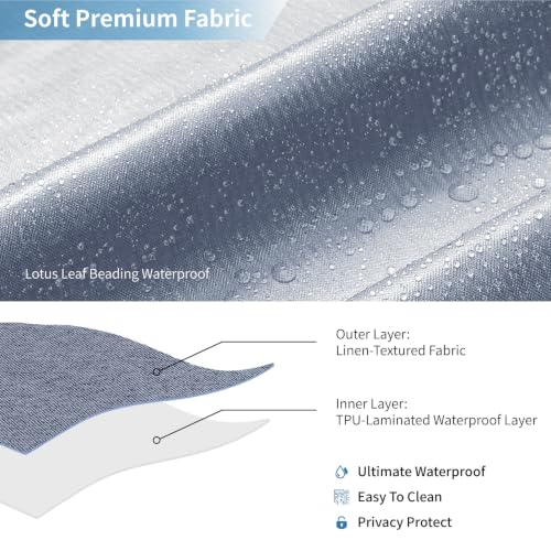 Long Fabric Shower Curtain,No Liner Needed,72x78,Blue Gray | 2-in-1 Design,Linen Textured,100% Waterproof TPU-Laminated Backing,Magnetic Weighted,Machine Washable,For Bathroom,Hotel - color: Blue Grey, size: 72"W x 78"L (Pack of 1)