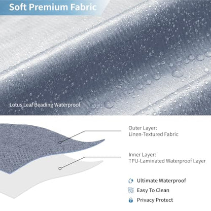 Long Fabric Shower Curtain,No Liner Needed,72x78,Blue Gray | 2-in-1 Design,Linen Textured,100% Waterproof TPU-Laminated Backing,Magnetic Weighted,Machine Washable,For Bathroom,Hotel - color: Blue Grey, size: 72"W x 78"L (Pack of 1)