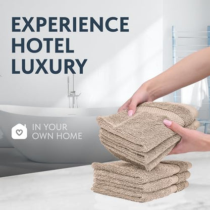 White Classic Luxury Cotton Washcloths 13x13 Inch - 650 GSM Turkish Cotton | Hotel, Spa, Bathroom Face Towel | 12 Pack, Taupe - color: 09: Taupe