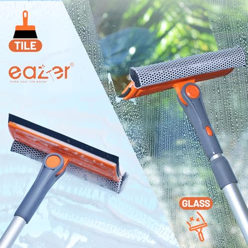 eazer Professional Window Squeegee, 2-in-1 Rotatable Squeegee for Window Cleaning Kit, Window Cleaner Tool, Window Washing Equipment Kit with Extension Pole (20''-30'') for Shower/Windshield - size: 30inch