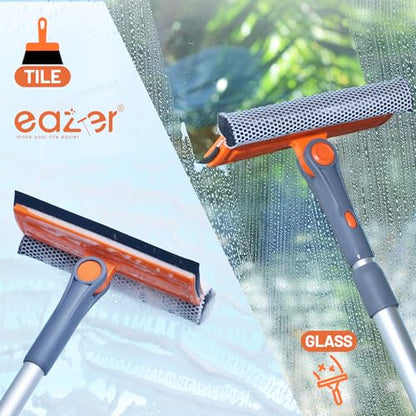 eazer Professional Window Squeegee, 2-in-1 Rotatable Squeegee for Window Cleaning Kit, Window Cleaner Tool, Window Washing Equipment Kit with Extension Pole (20''-30'') for Shower/Windshield - size: 30inch