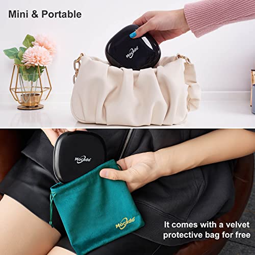 Mocado Compact LED Magnifying Travel Makeup-Mirror - 4 inches 1X/10X Magnification Small Hand Pocket Dimmable Double Sided USB Rechargeable Touch Screen, Portable Tabletop Cosmetic (Black) | Double Sides Lighted, 3 Colors Lighting, 0-100% Brightness, Diam