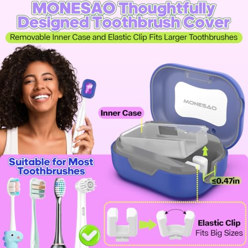 MONESAO Toothbrush Sanitizer Covers, Toothbrush Case with Violet Light | Rechargeable Cleaner Case - Auto Home Travel Tooth Brush Cap Box for Any Electric and Manual Toothbrushes (Purple) - color: Purple