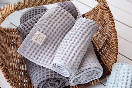 Waffle Cotton Bath Towels-100% Turkish Cotton, Quick Dry, Ultra Soft, Premium Absorbent, Weave Design, Fast Drying-2 Pieces Bath Towel Set (1 Large Bath Towel and 1 Hand Towel) (Beige) - color: Beige