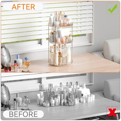 Acrylic 360 Rotating Makeup Organizer and Perfume Organizer,3 Tier Make Up Holder and Acrylic Skincare Organizers for Countertop,Vanity,Bathroom,Clear Spinning Beauty Organizer for Face Product - size: 3 Tier