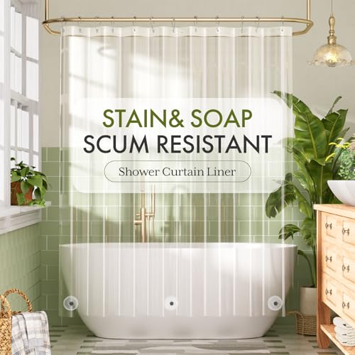 Bathway Shower Curtain Liner Clear Shower Curtain Liner 72x72 PEVA Plastic Shower Liner Waterproof Shower Curtain Liner with 3 Magnets and 12 Rustproof Grommets, Lightweight Shower Liner Bathroom - color: 1a-clear, size: 72"W x 72"L (Pack of 1)