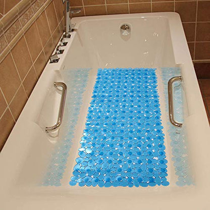 SONGZIMING Pebble Bath Mat for Bathtub to Anti Slip Bathtub Mat in Shower with 16 Inches by 35 Inches (Clear Blue) - color: Clear Blue