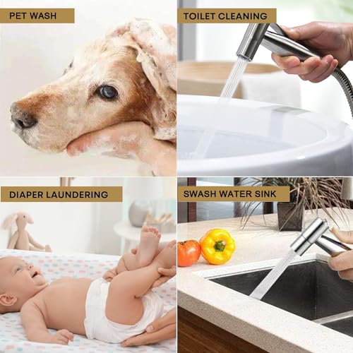 Handheld Bidet Sprayer for Toilet, Bidet Toilet Spray, Adjust Water Pressure Stainless Steel Brushed Nickel Bathroom Toilet Jet Spray, Cloth Diaper Bidet Toilet Sprayer for Baby Wash
