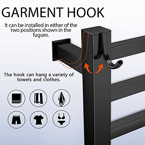XBVV Black Towel Warmer Rack for Bathroom with Timer/Fahrenheit Display Electric Heated 10 Bars Drying Rail Plug-in or Hardwired Wall Mounted Heating Bath Towel Warming(Matte Black) - color: Matte Black