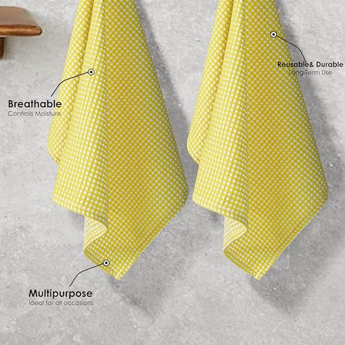 Dual Waffle Weave Dish Cloth, 12 Pack, 12x12 Inch, 100% Cotton, Reversible, Super Absorbent, Quick Dry, Soft for Cleaning, Durable Dishcloth Set, Hand Dish Rag, Lemon Yellow - color: Lemon Yellow