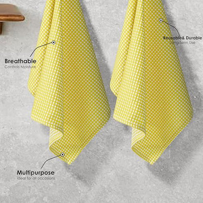 Dual Waffle Weave Dish Cloth, 12 Pack, 12x12 Inch, 100% Cotton, Reversible, Super Absorbent, Quick Dry, Soft for Cleaning, Durable Dishcloth Set, Hand Dish Rag, Lemon Yellow - color: Lemon Yellow
