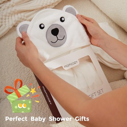 Momcozy Baby Towel, 5pcs Baby Bath Towel Set，Soft&Breathable | 5pcs Baby Bath Towel Set, Extremely Soft&Breathable, Suitable for Girls and Boys - color: White