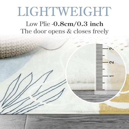Lahome Boho Washable Blue Rug - 3x5 Small Non-Slip Low-Profile Carpets for Living Room, Bedroom, Entryway, Laundry Room, Kitchen, Office - color: Blue, size: 3' x 5'