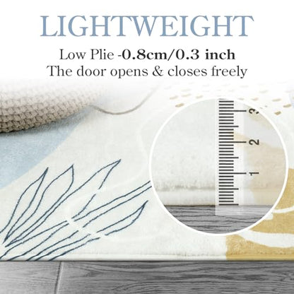 Lahome Boho Washable Blue Rug - 3x5 Small Non-Slip Low-Profile Carpets for Living Room, Bedroom, Entryway, Laundry Room, Kitchen, Office - color: Blue, size: 3' x 5'