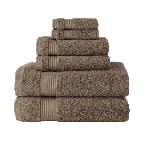 CTT - Luxury 6 Piece Towel Set, 100% Turkish Cotton, Quick Drying, Highly Absorbent & Comfy, Includes 2 Bath Towels, 2 Hand Towels & 2 Washcloths | (Deep Taupe) - color: Deep Taupe, size: 6-Piece Towel Set