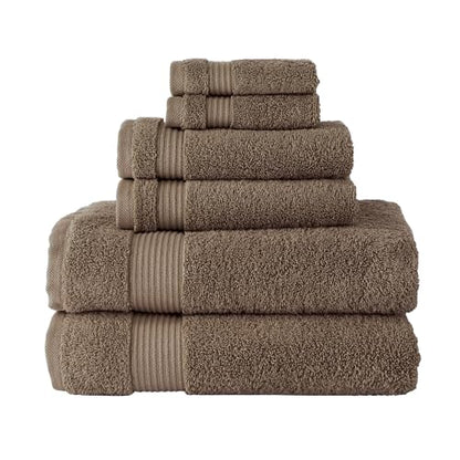 CTT - Luxury 6 Piece Towel Set, 100% Turkish Cotton, Quick Drying, Highly Absorbent & Comfy, Includes 2 Bath Towels, 2 Hand Towels & 2 Washcloths | (Deep Taupe) - color: Deep Taupe, size: 6-Piece Towel Set