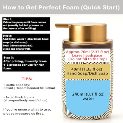 Brown Foaming Soap Dispenser,Ceramic Foam Soap Dispenser for Bathroom&Kitchen,12oz Foam Dispenser with Plastic Gold Pump(Unique&Modern) - color: Chestnut Brown