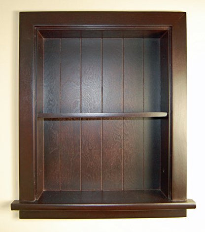 14x18 Aiden Recessed Wall Niche Medicine Cabinet Replacement, in The Wall Bathroom Cabinet Insert Shelf/Shelves, Made in North America, Real Wood, NO MDF, Beadboard, Dark Brown - color: Dark Brown, size: 14x18