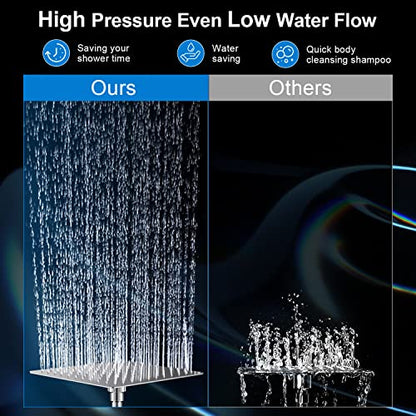 Shower Head Combo,10" High Pressure with 11" Extension Arm 5 Spray Handheld | Rain Shower Head with Handheld Shower Head Combo,Powerful Shower Spray Against Low Pressure Water with Long Hose - color: Chrome, size: 10" Showerhead Set