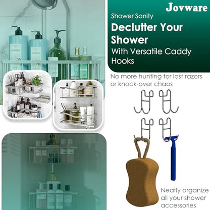 Shower Caddy Hooks, Razor Hanger for Shelf and Loofah (Silver - 4 Open) - color: Silver - 4 Open