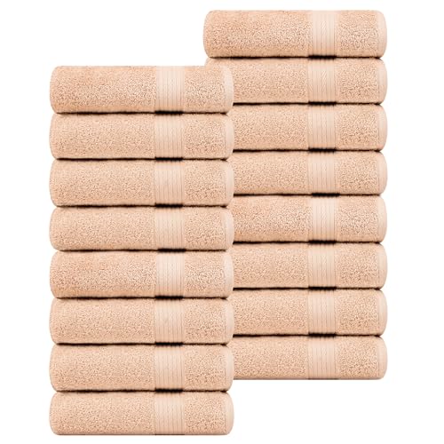 100% Cotton Bath Towels 30x54 Inches, 600 GSM, Soft & Absorbent, Set of 16, Beige - color: Beige, size: Bath Towel Set of 16
