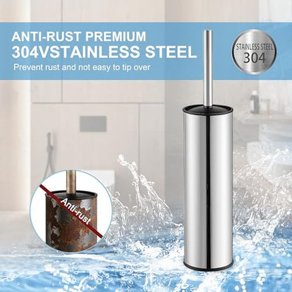 BGL Chrome Toilet Brush and Holder,Stainless Steel Toilet Brushes for Bathroom with Holder - color: Chrome