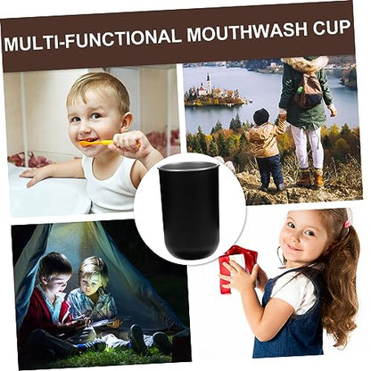 Stainless Steel Mouthwash Cup for Boy Girl Portable Toothbrush Holder Reusable Bathroom Rinse Cup Simple Design Easy to Clean Capacity for Home and Travel - color: Black
