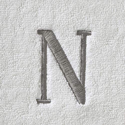 SKL Home Casual Monogram Hand Towel Set, N, 16x26, White 2 Count - color: Casual Monogram Hand Towel Set, size: Hand Towel Set, style: N