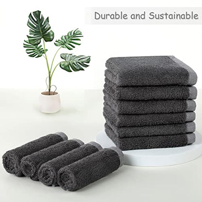 Yoofoss Luxury Washcloths Towel Set 10 Pack Baby Wash Cloth for Bathroom-Hotel-Spa-Kitchen Multi-Purpose Fingertip Towels and Face Cloths 10'' x 10'' - Dark Grey - color: Dark Grey
