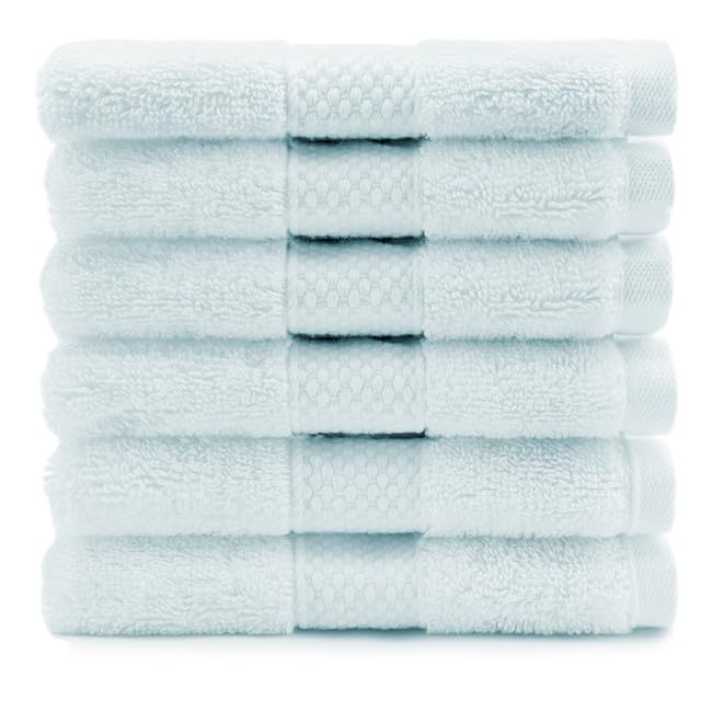 Maisonette Loft Egyptian Cotton Turkish Hand Towels - Soft, Absorbent Washcloths for Face - Ideal Quick Dry Small Towel Wash Cloth Set for Bathroom - (13" x 13", 6 Pack) - Sea Glass - color: Seaglass, style: Washcloths Set of 6