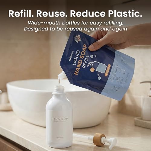 MaisoNovo Soap Dispenser Bathroom Set of 2-16.9 oz Bathroom Soap Dispenser Set - White Plastic Bottles x 2 with White Bamboo Pumps & Tray - color: White Bottles White Pumps