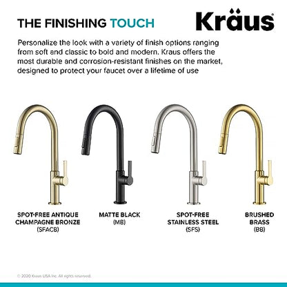 KRAUS Oletto Single Handle Pull Down Kitchen Faucet in Spot Free Stainless Steel, KPF-2820SFS - color: Spot Free Stainless Steel, style: Pull Down Faucet