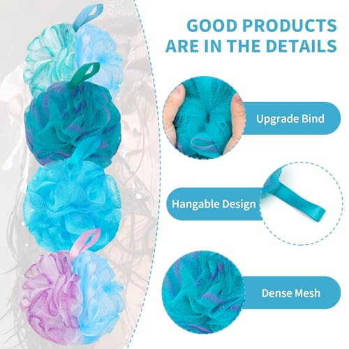 BCKENEY Bath Loofah Shower Sponge Body Back Scrubber Soft Mesh Shower Puffs Exfoliating Loofa for Women & Men Bath Accessories Cleaning Tool (4Pcs 75G, Extra Large) - size: 1 Count (Pack of 4)