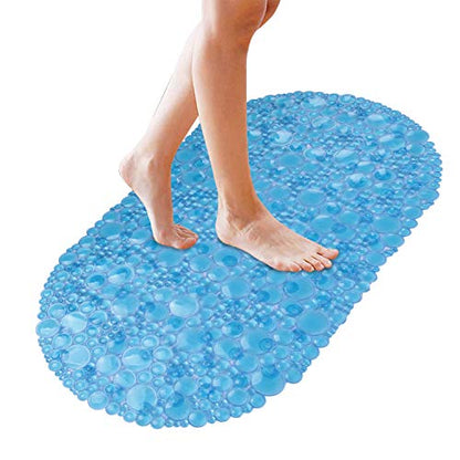 Updated Bathtub Mat for Shower Non-Slip Bath Mat Bathroom Bathtub Mat with Suction Cups Shower Stall Mat Non Slip Mat PVC Material Machine Washable (37 x 67cm, Blue) - color: Blue