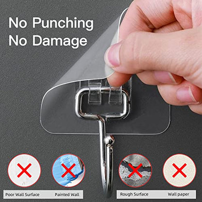 Large Hooks for Hanging Heavy-Duty 44Ib(Max) 10 Packs, Wall Hangers without Nails Self-Adhesive Traceless Clear and Removable, Waterproof and Rustproof Multiple Uses for Bathroom Kitchen Home - size: 10 Large Hooks