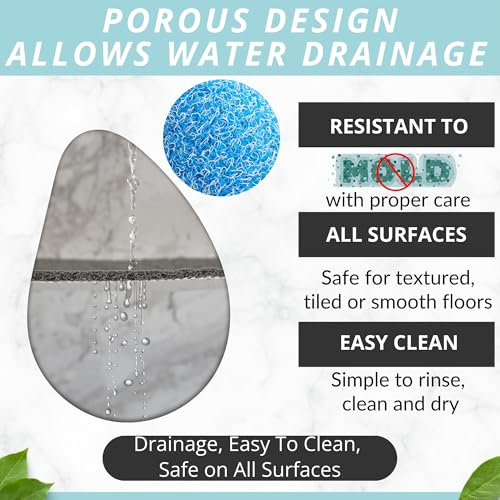 Enkosi Loofah Shower Mat Non Slip – Square Anti Slip Bath Mat for Inside Showers, Bathtub, Tub, Bathroom - Cushioned, Quick Dry PVC with Drain Holes - Secure Grip Safety Pad (Aqua Blue 24x24) - color: Aqua Blue, size: 24" x 24" (Square)