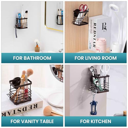 TAILI Patented Suction Cup Toothbrush Holders for Bathrooms, Brown | Stainless Steel Toothpaste Holder with Razor Hook, Strong Suction Up to 11lbs, Anti-Puddling, No Drill Removable & Reuseable - color: Brown