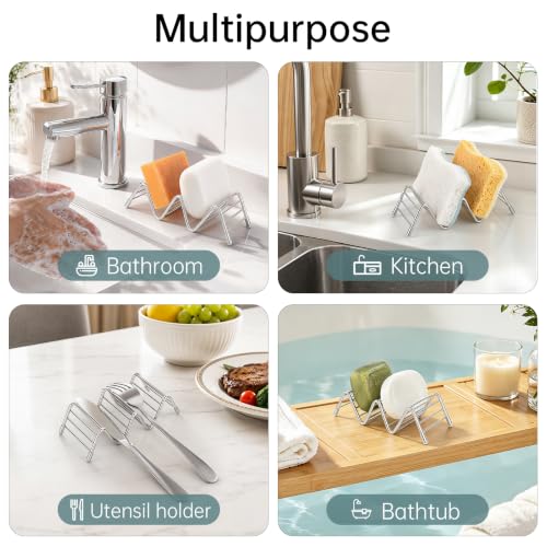 Stainless Steel Soap Dish Self Draining Bar Soap Holder, Silver | Reversible Design Fits 2-3 Bars, Rustproof, Easy to Clean, Space Saving, Non Slip, for Bathroom, Shower, Kitchen - color: Silver, size: 5.8" x 2.5"(no tray)
