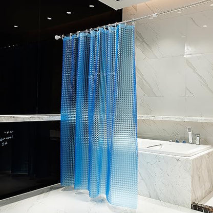 Blue Shower Curtain Liner, 100% Waterproof EVA 3D Shower Curtains with 3 Duty Heavy Bottom Magnets and 12 Rust Proof Grommets, 72x72 Weighted Shower Liner for Shower Stall, Bathtubs - color: Blue Square